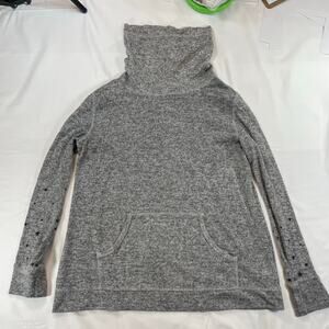 Unbranded Gray Star Sleeve Cowl Neck Hoodie Pullover Sweatshirt Women's Medium
